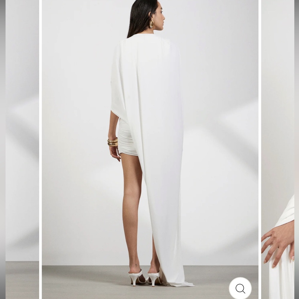 Elegant White Cape Dress